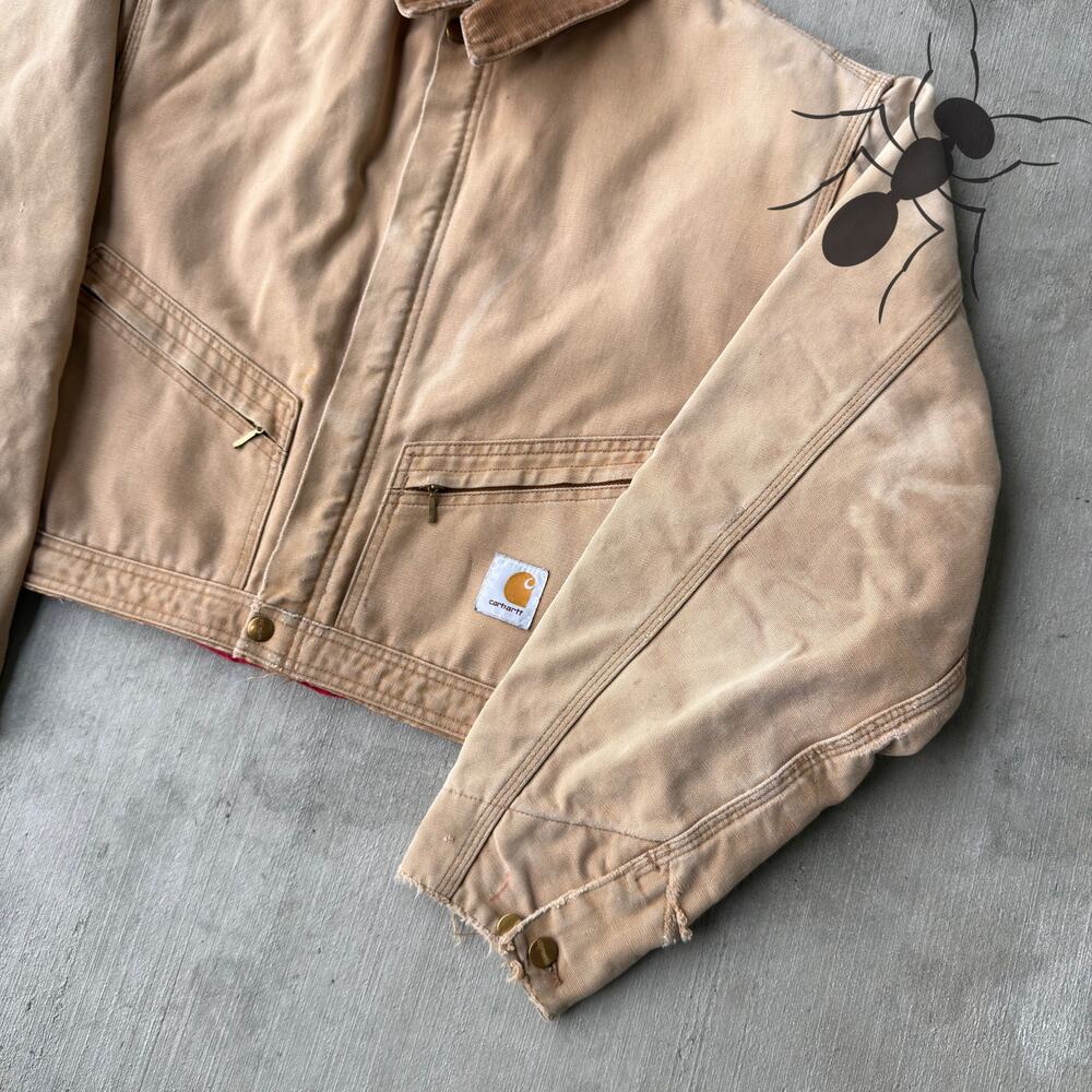 Vintage Y2K Carhartt brown cropped Detroit style work wear jacket - Picture 4 of 8